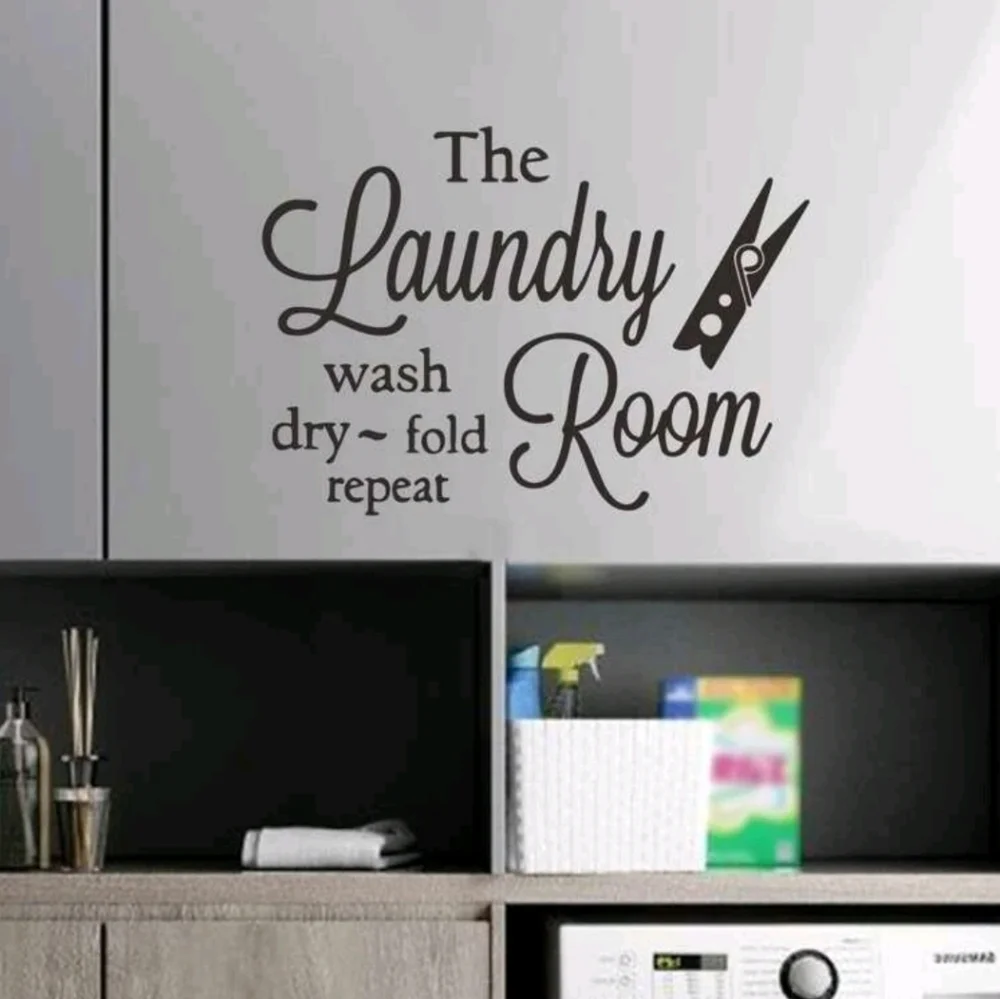 Laundry Wash Dry Fold Graphic Wall Sticker